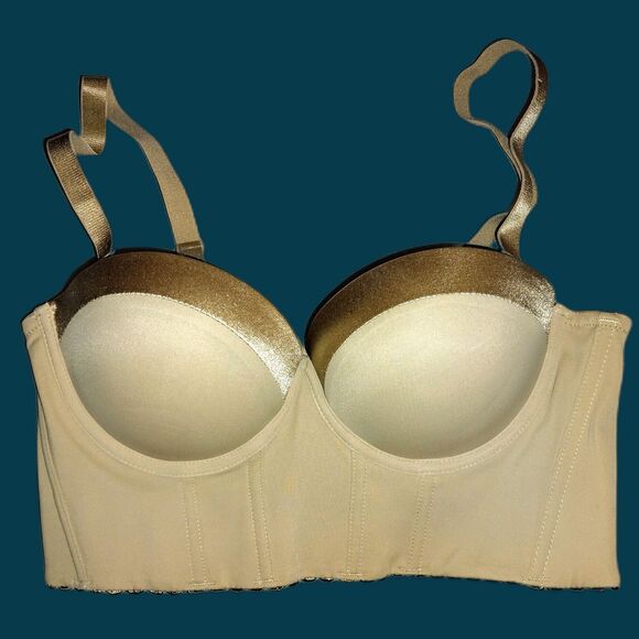 NWT SEA BBOT Push Up Bra Corset Style Size 32C Nude Longline Strapless - Picture 1 of 8